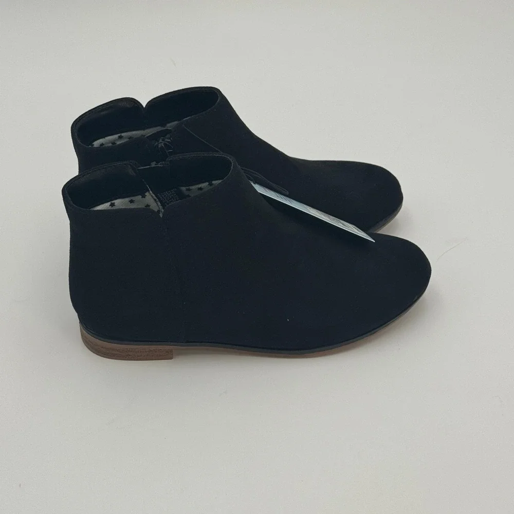 NIB Cat & Jack Girls Black Opal Zipper Boots Size 2 Kids Ankle Boot
